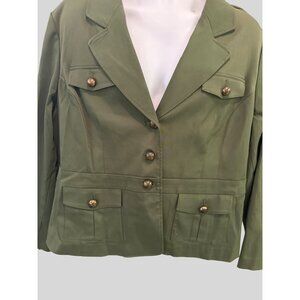 Studio 1940 Olive Green Women's Blazer Jacket With Four Pockets & Button